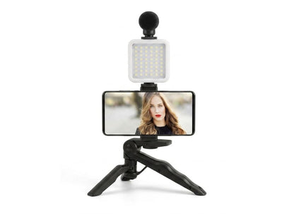 Set grabación móvil 3 en 1 (trípode + micro + luz)